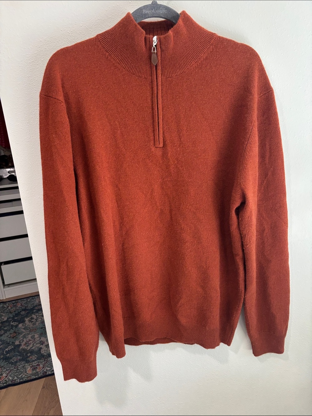 Neiman Marcus Men's Zip-Up Sweater in Rust